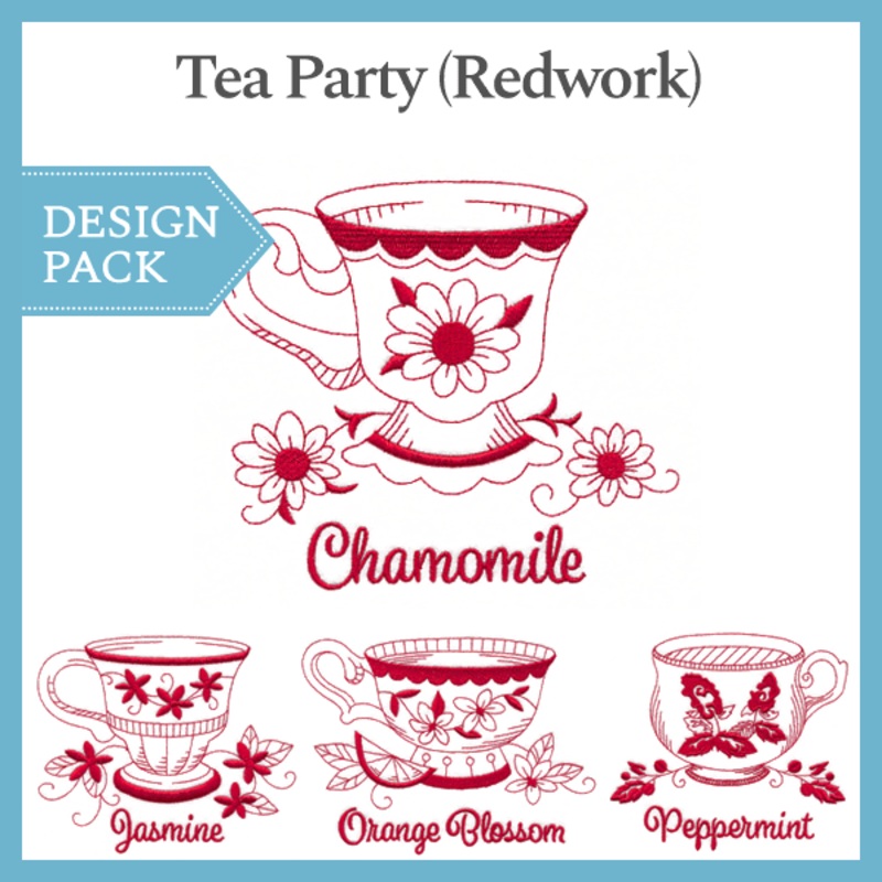 A Tea Time (Redwork) Design Pack